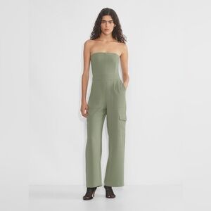 Aritzia Japanese crepe strapless cargo jumpsuit